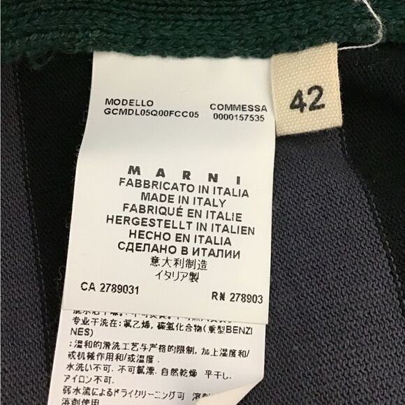 Marni Green V-Neck Faux Leather Trim Sleeveless Top Size 42 - Picture 5 of 13